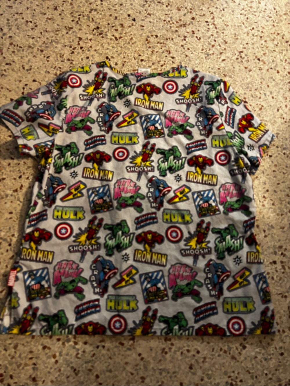 Marvel comics avengers scrub top large